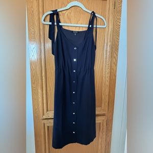 AYR dark blue tie detail midi dress XS